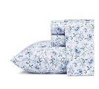Laura Ashley Home - King Sheets, Soft Sateen Cotton Bedding Set - Sleek, Smooth, & Breathable Home Decor (Lorelei Dark Blue, King)