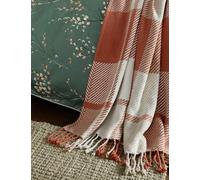 LAURA ASHLEY HOME Pure Cotton Dylan Checked Throw Orange Mix