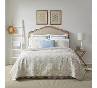 Laura Ashley Home - Queen Quilt Set, Cotton Reversible Bedding with Matching Shams, Home Decor for All Seasons (Amberley Biscuit, Queen)