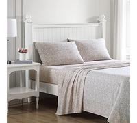 Laura Ashley Home - Queen Sheets, Cotton Percale Bedding Set, Crisp & Cool Home Decor (Lovestone Pink, Queen)