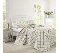 Laura Ashley Home Ruffle Garden Collection Quilt-100% Cotton, Ultra Soft, All Season Bedding, Reversible Stylish Coverlet, Full/Queen, Cream (197784)