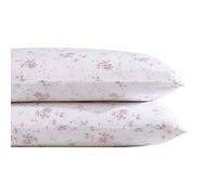 Laura Ashley Home - Sateen Collection - 2pc Pillowcase Set - 100% Cotton, Silky Smooth & Luminous Sheen, Wrinkle-Resistant Bedding, Garden Muse Pink, Standard