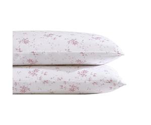Laura Ashley Home - Sateen Collection - 2pc Pillowcase Set - 100% Cotton, Silky Smooth & Luminous Sheen, Wrinkle-Resistant Bedding, Garden Muse Pink, Standard