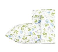 Laura Ashley Home - Sateen Collection - Sheet Set - 100% Cotton, Silky Smooth & Luminous Sheen, Wrinkle-Resistant Bedding, King, Spring Bloom Wildflower