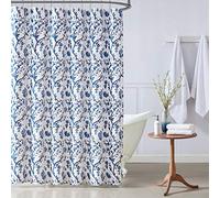 Laura Ashley Home - Shower Curtain, Stylish Cotton Bathroom Decor, Elegant Floral Home Decor (Elise Blue, 72" x 72")