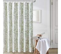 Laura Ashley Home - Shower Curtain, Stylish Cotton Bathroom Decor, Elegant Floral Home Decor (Natalie Sage, 72" x 72")