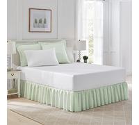 Laura Ashley Home - Twin Bedskirt, Cotton Ruffled Bedding, Smooth & Lightweight, Dorm Essentials, Oeko-Tex Certified (Ticking Stripe Green)