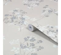 Laura Ashley Igerna Cream, Grey & White Floral Smooth Wallpaper