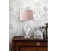 Laura Ashley Josette Dove Grey & White Damask Smooth Wallpaper