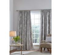 Laura Ashley Josette Pure Cotton Pencil Pleat Blackout Curtains Dark Grey