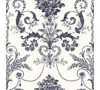 Laura Ashley Josette Wallpaper - Off White & Midnight - 10m