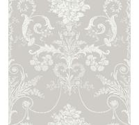 Laura Ashley Josette Wallpaper - White & Dove Grey - 10m