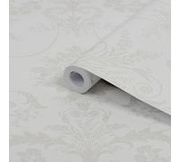 Laura Ashley Josette White Damask Smooth Wallpaper Sample