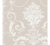 Laura Ashley Josette White/Dove Grey Wallpaper