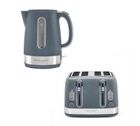 Laura Ashley Dark Slate 1.7L Electric Kettle and Toaster Sets 4 Slice - Energy Efficient Fast Boil Kettle Electric - 4 Slice Toaster with Wide Slots, Defrost, 7 Browning Settings & Reheat Mode