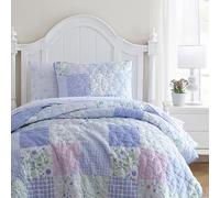 Laura Ashley Kids - Queen Quilt Set, Soft & Cozy Toddler Bedding Set with Matchin Shams, Whimsical Bedroom Decor (Parker Patchwork Purple, Queen)