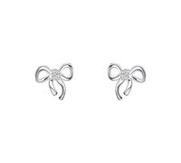 Laura Ashley Kids Ribbon Bow Earrings E6529C - Exclusive Design - Brass / Silver Plated / Stone / Zirconia