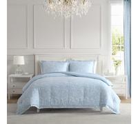 Laura Ashley - King Comforter Set, Reversible Floral Bedding with a Naturally Soft Feel, 3 Piece Bed Set with Matching Pillowcases (Magnolia Grove Blue)