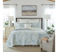 Laura Ashley - King Quilt Set, Reversible Cotton Bedding with Matching Shams, Home Decor for All Seasons (Rowland Blue, King)