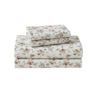 Laura Ashley - King Sheet Set, Cotton Flannel Bedding, Brushed for Extra Softness & Comfort (Le Fleur Orange, King)