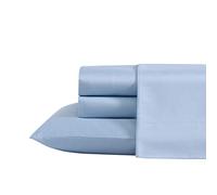 Laura Ashley- King Sheet Set, Luxury Sateen Cotton Bedding, 800 Thread Count, Soft & Smooth Home Decor (Solid Blue, King)