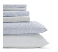 Laura Ashley - King Sheets, Cotton Percale 6-Piece Bedding Set, Crisp & Cool Home Decor (Belle Blue Cashmere, King)