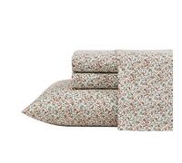 Laura Ashley - King Sheets, Cotton Percale Bedding Set, Crisp & Cool Home Decor (Emogene Burnt Orange, King)