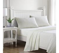 Laura Ashley - King Sheets, Cotton Percale Bedding Set, Lightweight & Breathable Home Decor (Evie Yellow, King)