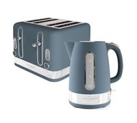 Laura Ashley Kitchen Set, 1.7L Jug Kettle, 3000W and 4 Slice Toaster, Non Slip, Dark Slate, EEJB384