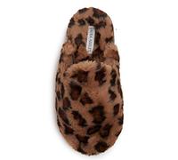 Laura Ashley Ladies All Over Plush W/Memory Foam Slippers, Brown, XL