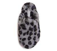 Laura Ashley Ladies All Over Plush W/Memory Foam Slippers, Grey Print, X-Large