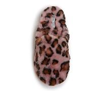 Laura Ashley Ladies All Over Plush W/Memory Foam Slippers, Pink Print, Medium