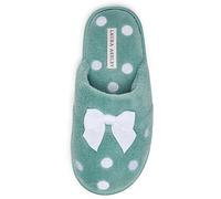 Laura Ashley Ladies Embroidered Soft Terry Scuff Slipper, Sage, X-Large