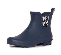 Laura Ashley Ladies Mid Cut Ankle Height Rubber Rain Boots, Lightweight Waterproof Booties for Women, Dk. Denim, 6 UK