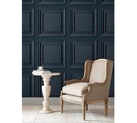 Laura Ashley Redbrook Wood Panel Dark Seaspray Wallpaper One Size Grey