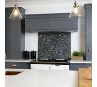 Laura Ashley Lisette Metallic Charcoal Floral Self-Adhesive Toughened Glass Kitchen Splashback 900mm X 750mm X 6mm