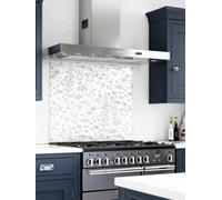Laura Ashley Lisette White Floral Self-Adhesive Toughened Glass Kitchen Splashback 900mm X 750mm X 6mm