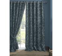 Laura Ashley Lloyd Pure Cotton Eyelet Curtains Blue Mix