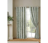 Laura Ashley Lloyd Pure Cotton Eyelet Curtains Green Mix