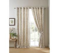 Laura Ashley Lloyd Pure Cotton Eyelet Curtains Light Grey Mix