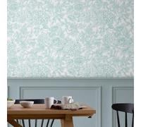 Laura Ashley Louise Duck Egg Blue Floral Wallpaper