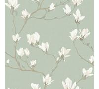 Laura Ashley Magnolia Grove Pale Eau De Nil Wallpaper | Green Floral | Paste the Wall