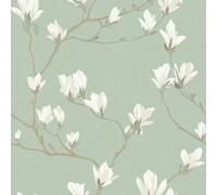 Laura Ashley Magnolia Grove Wallpaper - Pale Eau De Nil - 10m