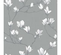 Laura Ashley Magnolia Grove Wallpaper - Slate - 10m