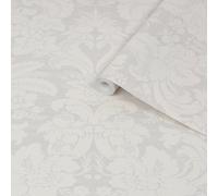 Laura Ashley Martigues Moonbeam Damask Smooth Wallpaper Sample
