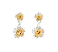 Laura Ashley Mathilde Mural Two Tone Floral Drop Earrings E6840 | Acotis - Mathilde Mural Two Tone Floral Drop Earrings