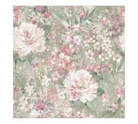 Laura Ashley Green & Pink Floral Classic Smooth Wallpaper