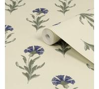 Laura Ashley Midnight Palace Dandelion Dusky Seaspray Blue Smooth Wallpaper