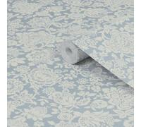 Laura Ashley Midnight Palace Trailing Laurissa Pale Seaspray Blue Smooth Wallpaper