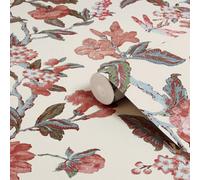 Laura Ashley Minera Red Floral Smooth Wallpaper Sample